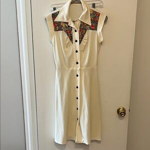 Vintage white and floral western style button up dress extra small